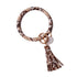 Rainbery Multiful Tassel Keychain Enamel PU Leather O Key Chain Monogram Circle Wristlet Keychain For Women Girls - menochic